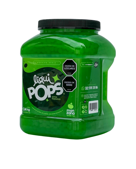 LiquiPops — perlas explosivas liquipops sabor a manzana verde x 3400 gr  3